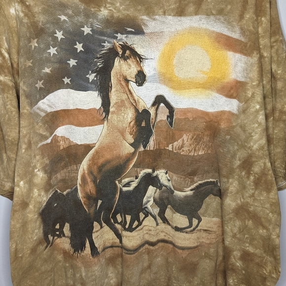 Liquid Blue Stallion Horse American Flag Sun ranch farm Tshirt Mens XXL - Picture 2 of 5
